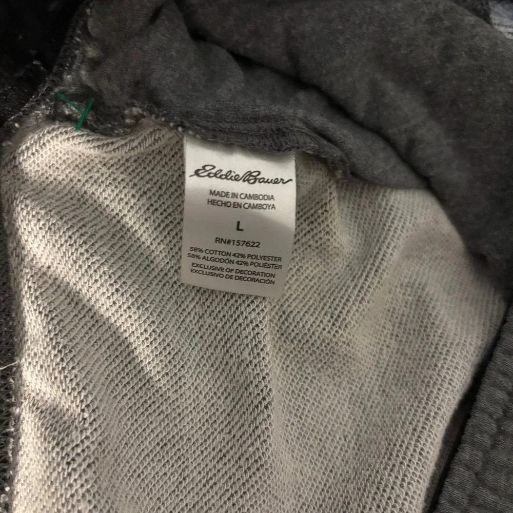 Eddie Bauer Lounge Mens Large Gray Cotton Blend Drawstring‎ Raw Hem Jogger Pants